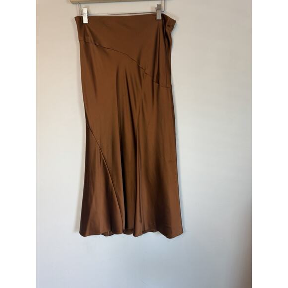 Veronica Beard Sorelle Silk Skirt Dark Ochre Brown Sz 4 $448 - Picture 8 of 16